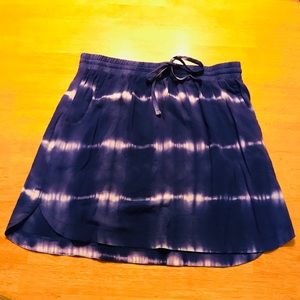 Merona blue and white tie dye drawstring skirt